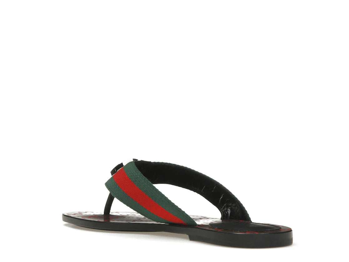 Gucci Web Thong Sandal Black Leather (Women's) - vue secondaire B