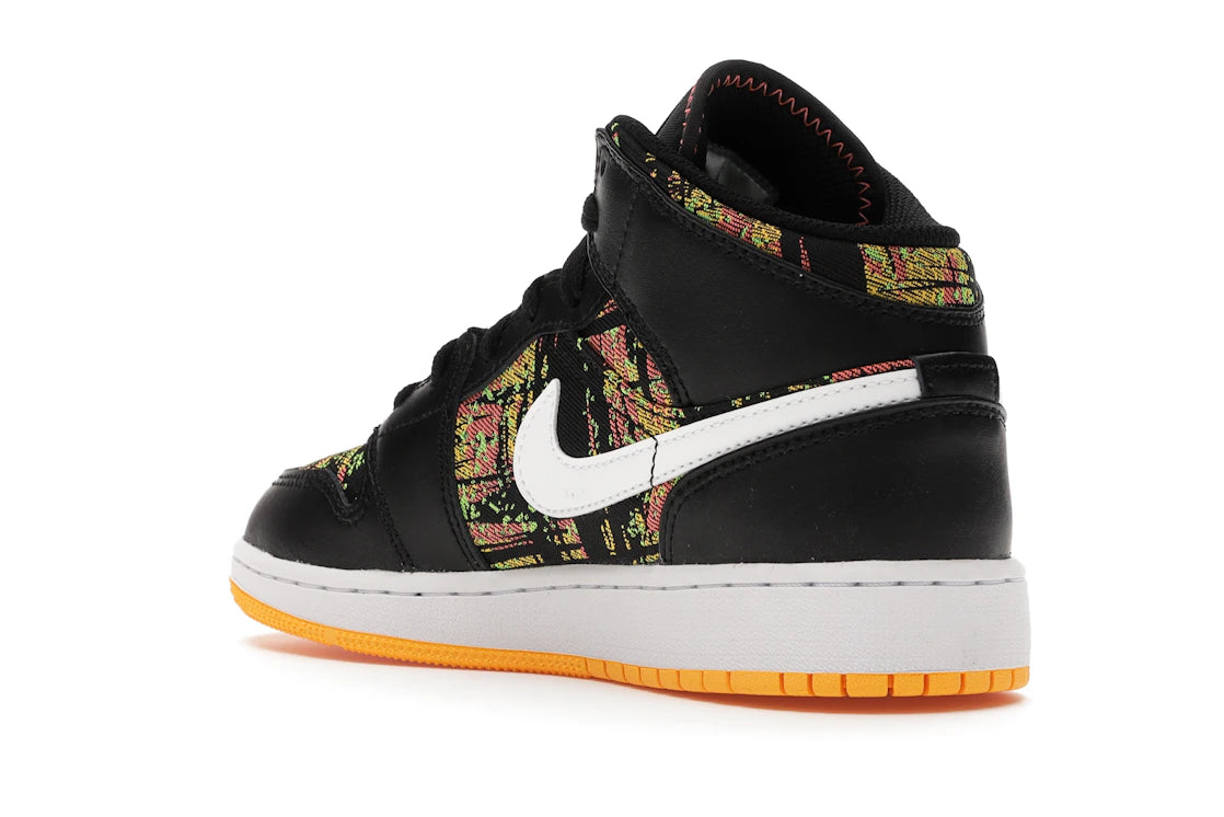 Jordan 1 Mid Black Laser Orange Bright Melon (GS) - vue secondaire B