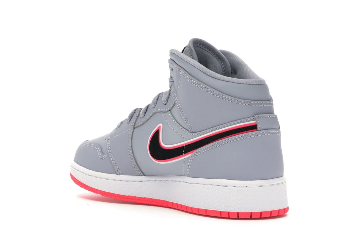 Jordan 1 Mid Wolf Grey Racer Pink Black (GS) - vue secondaire B