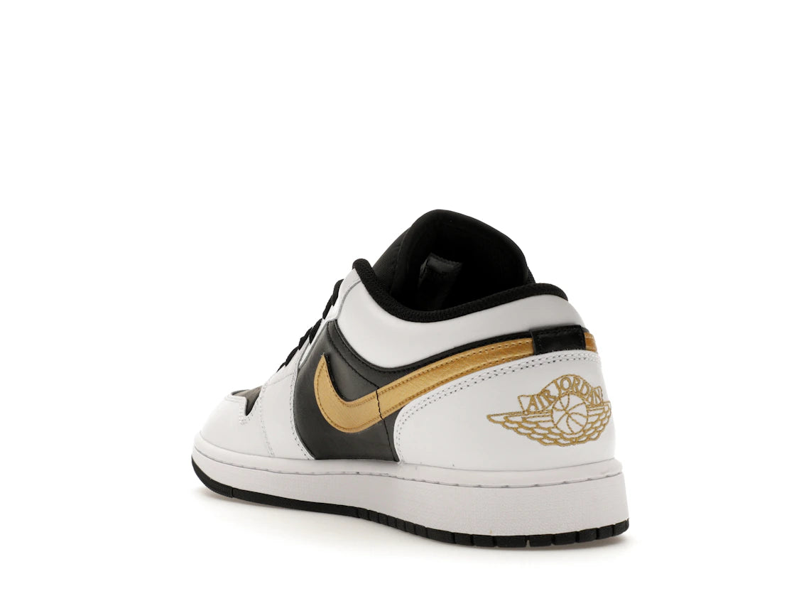 Jordan 1 Low White Black Metallic Gold Swoosh - vue secondaire B