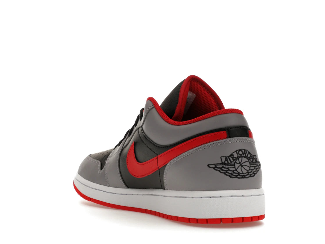 Jordan 1 Low Schwarz, Hellgrau, Rauchgrau, Gym Red - vue secondaire B