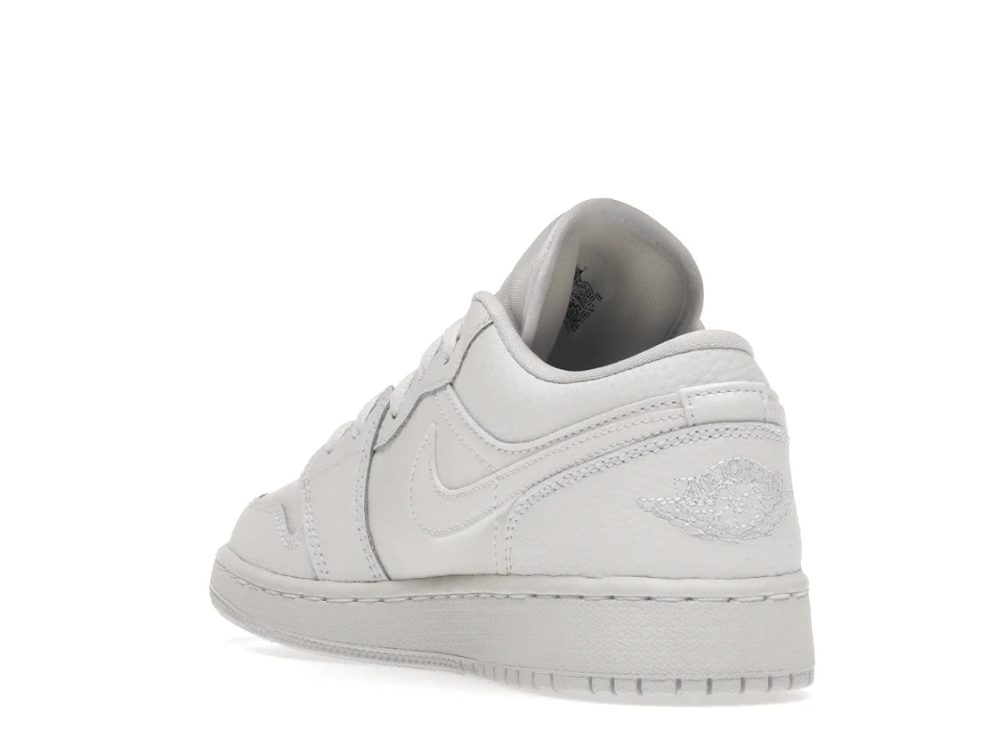 Jordan 1 Low Triple White Tumbled Leather (GS) - vue secondaire B