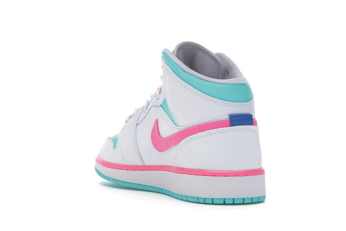 Jordan 1 Mid Weiß Pink Grün Soar (GS) - vue secondaire B