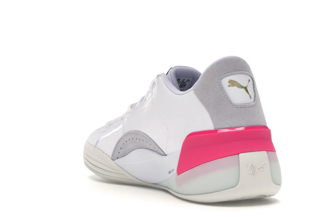Puma Clyde Hartholz Weiß Rosa - vue secondaire B