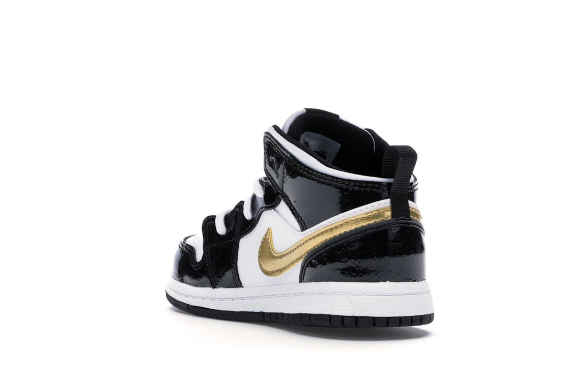 Jordan 1 Mid Patent Black White Gold (TD) - vue secondaire B