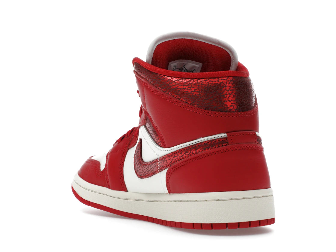 Jordan 1 Mid SE Red Cracked Leather (Women's) - vue secondaire B
