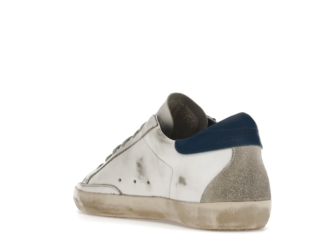 Golden Goose Super-Star Weiß Königsblau Grau Wildleder-Patch - vue secondaire B