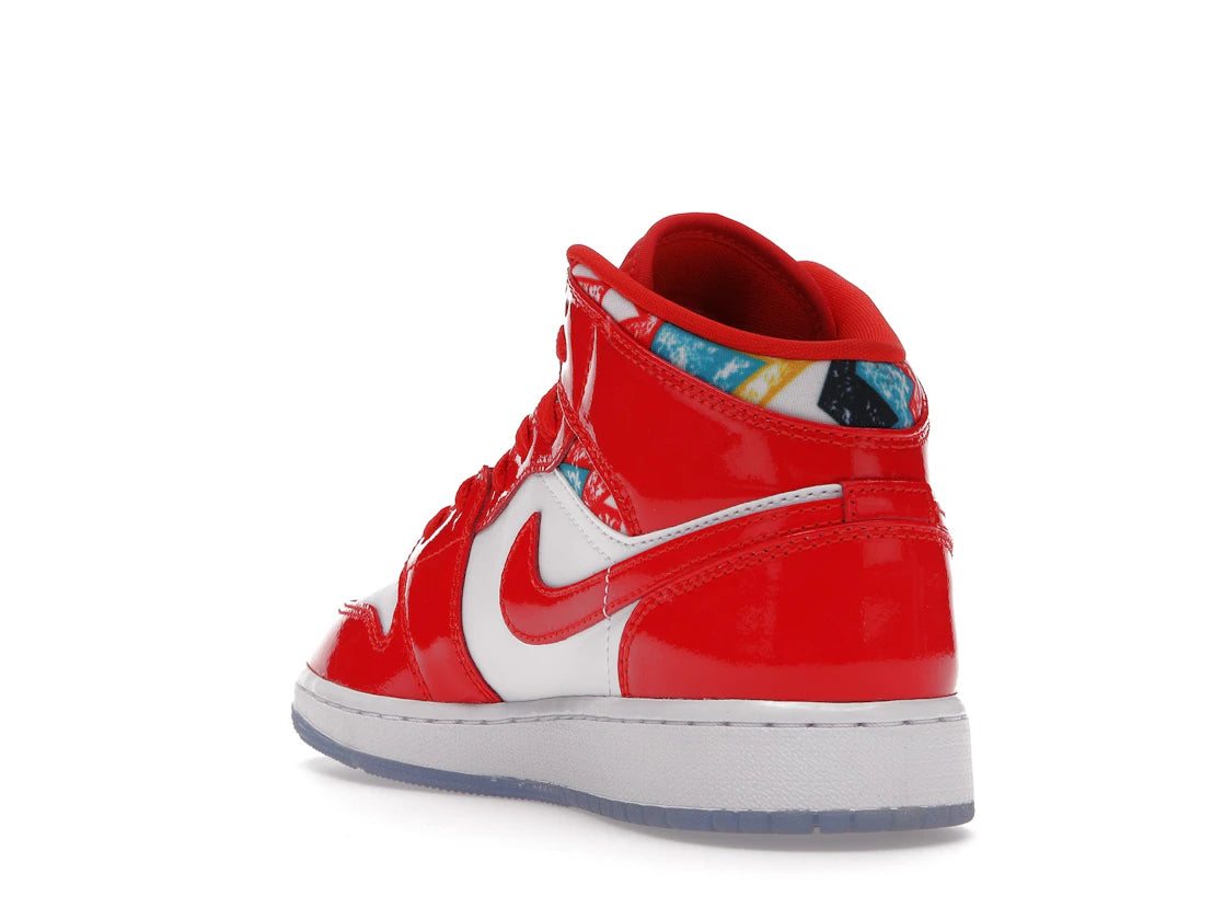 Jordan 1 Mid Barcelona Sweater Red Patent (GS) - vue secondaire B