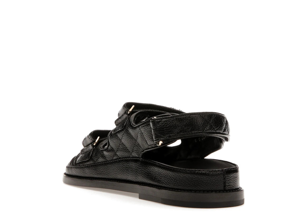 Chanel Quilted Dad Sandal Black Leather - vue secondaire B