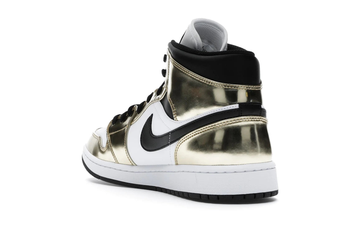 Jordan 1 Mid Metallic Gold Schwarz Weiß - vue secondaire B