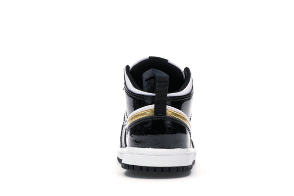 Jordan 1 Mid Patent Black White Gold (TD)