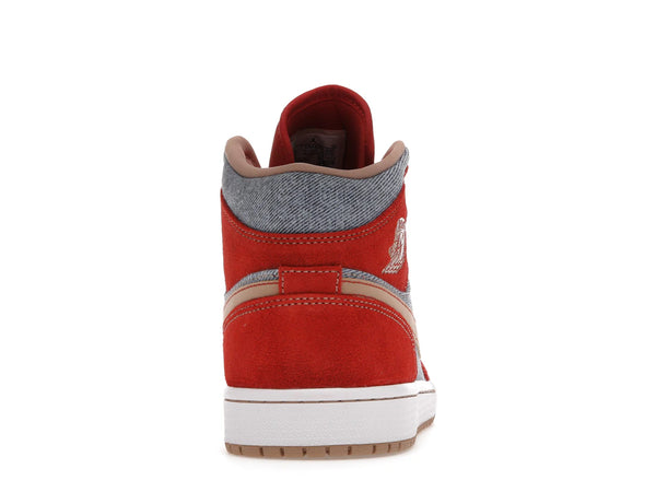 Jordan 1 Mid Denim Red