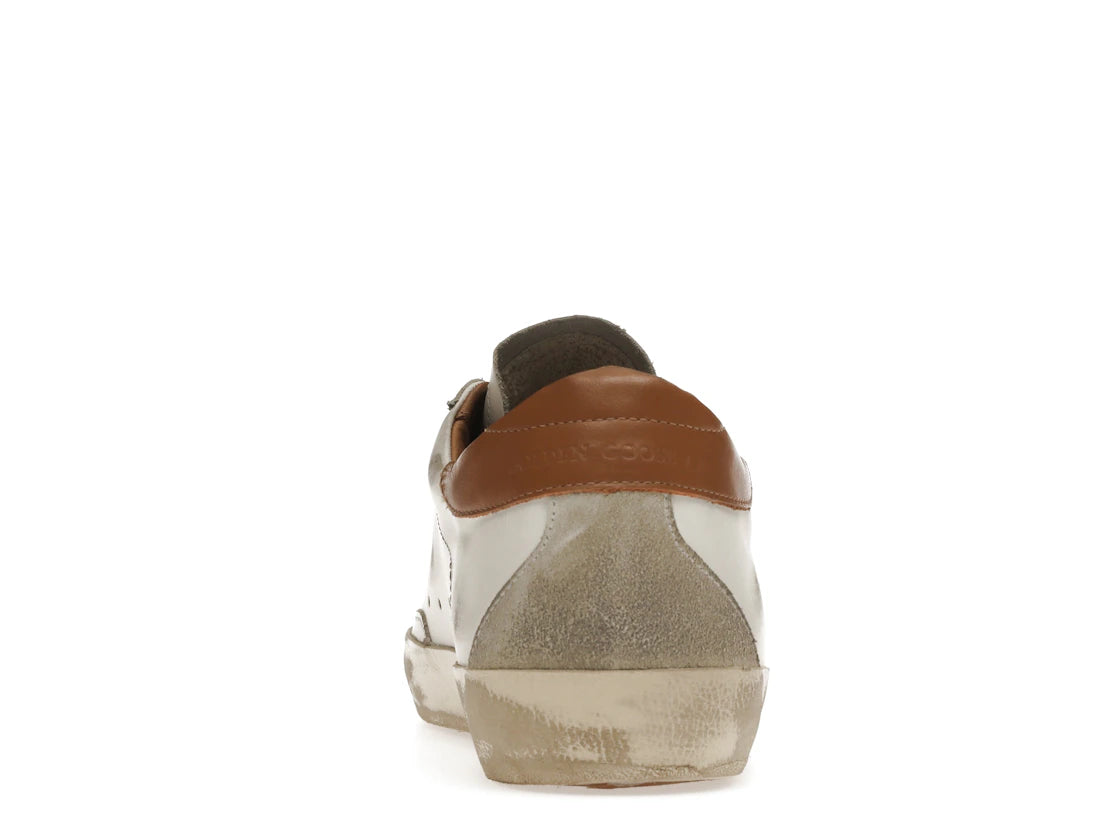 Golden Goose Super-Star Weißes Vacchetta Hellgraues Wildleder-Patch