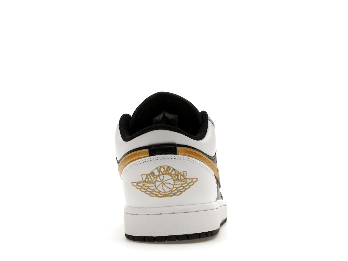 Jordan 1 Low White Black Metallic Gold Swoosh