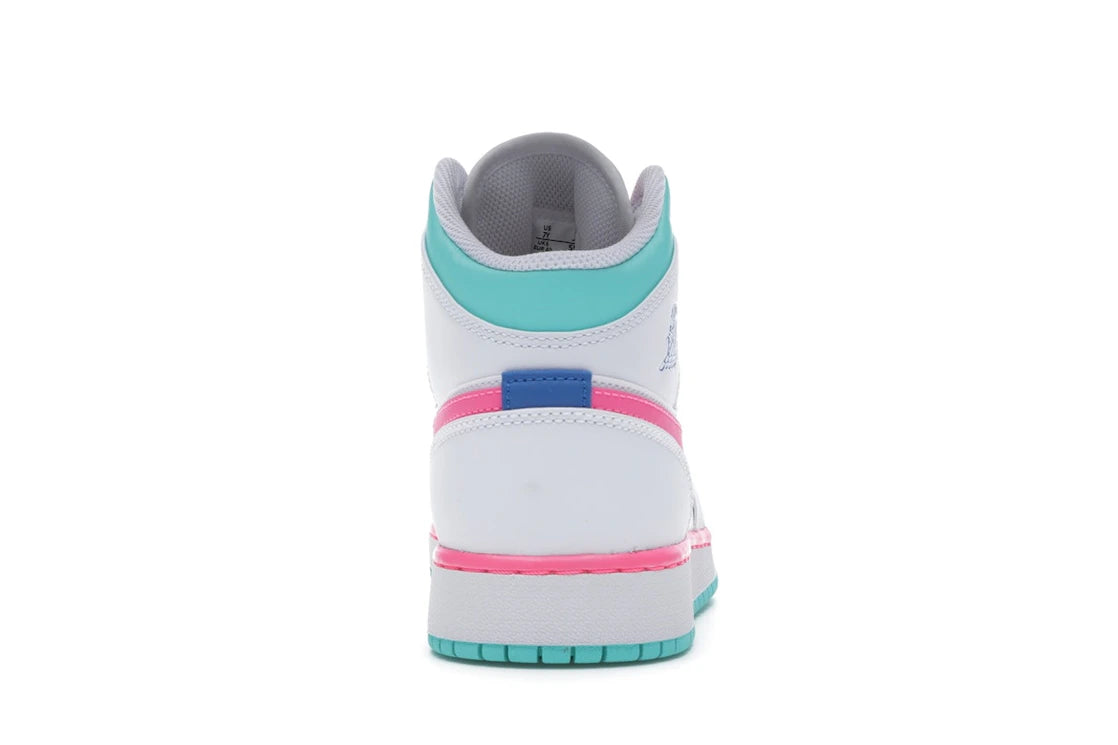 Jordan 1 Mid White Pink Green Soar (GS)
