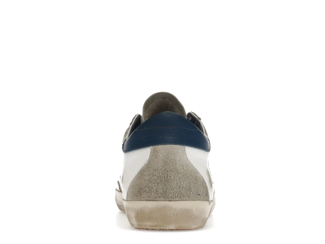 Golden Goose Super-Star Weiß Königsblau Grau Wildleder-Patch
