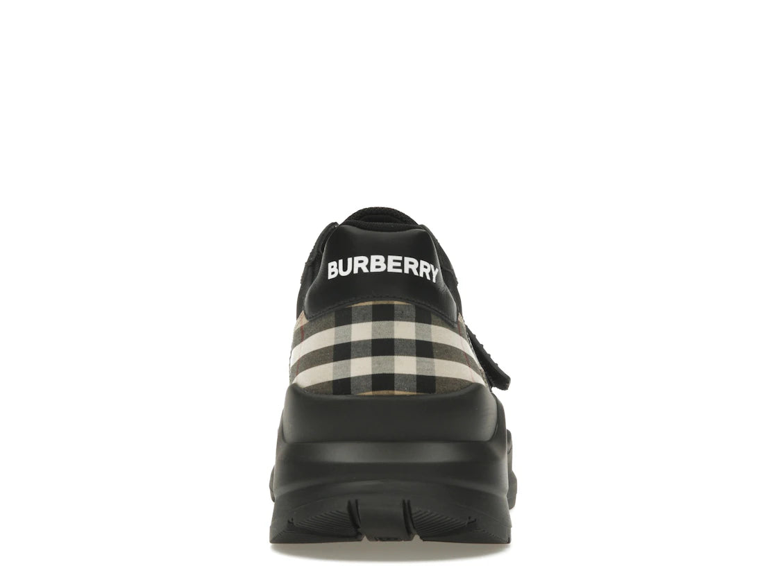 Burberry Check Suede Leather Sneakers Vintage Check-print Black