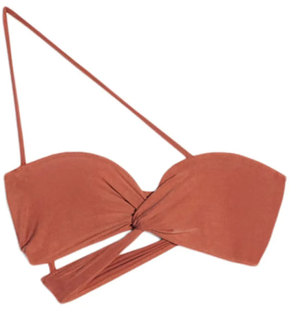 Jacquemus Le Bandeau Espelho Asymmetric Twisted Top Red - authentic Jacquemus product