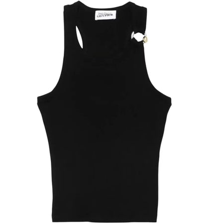 Jean Paul Gaultier Women's With Gaultier Piercing Detail Tank Top Black - authentic Jean Paul Gaultier product