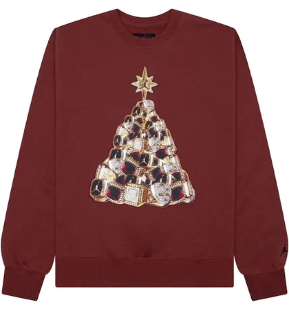 Jordan Brooklyn Fleece Holiday Crewneck Sweatshirt Redstone/Black - authentic Jordan apparel