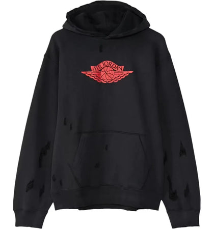 Jordan Rare Air Fleece Pullover Hoodie Black/Gym Red - authentic Jordan apparel