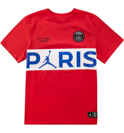 Jordan x Paris Saint-Germain Wordmark Tee Red - authentic Jordan sneakers