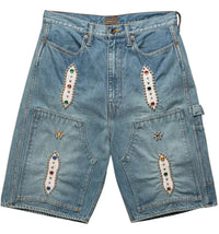 Kapital 14oz Denim STUDS Remake Shorts Light Indigo