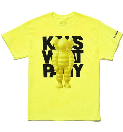 KAWS Brooklyn Museum WHAT PARTY T-shirt Yellow - authentic KAWS apparel