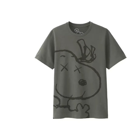 KAWS x Uniqlo x Peanuts Snoopy Face Tee Gray - authentic KAWS product