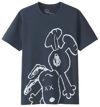 KAWS x Uniqlo x Peanuts Snoopy Falling Tee Navy - authentic KAWS product