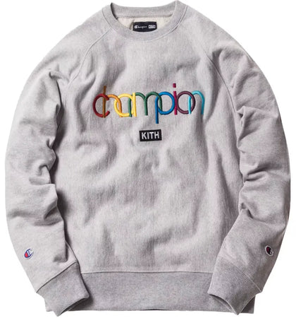 Kith Champion Double Logo Crewneck Heather Grey - authentic Kith product