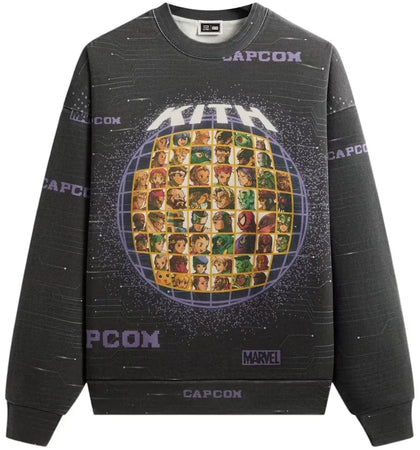 Kith x Marvel vs. Capcom Character Select Vintage Nelson Crewneck Black - authentic Kith product