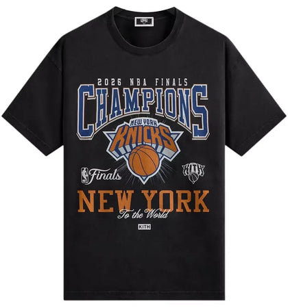 Kith x New York Knicks 2026 Champions Vintage Tee Black - authentic Kith product