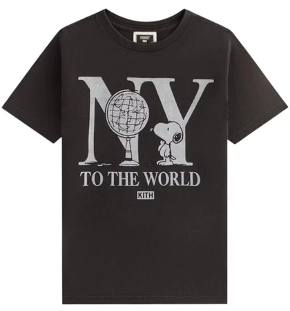 Kith x Peanuts Kids New York To The World Vintage Tee Black - authentic Kith product