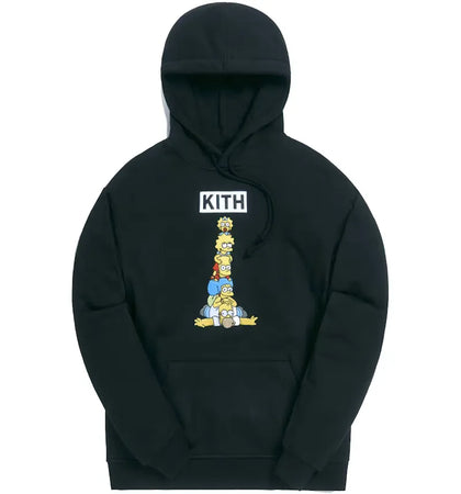 Kith x The Simpsons Family Stack Hoodie Black - authentic Kith apparel