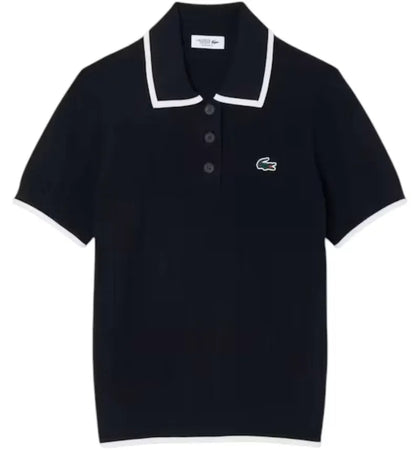 Lacoste Women's Short Sleeved Polo Collar Golf Sweater Navy Blue - authentic Lacoste apparel