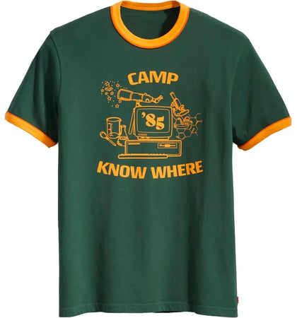 Levis x Stranger Things Camp Know Where Ringer Tee Dark Green - authentic Levis product