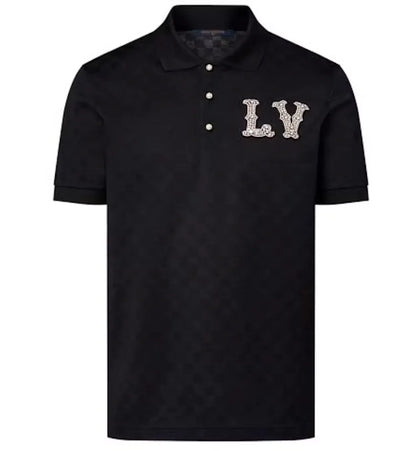 Louis Vuitton Cotton Pique Polo with Embroidered LV Patch Black - authentic Louis Vuitton product