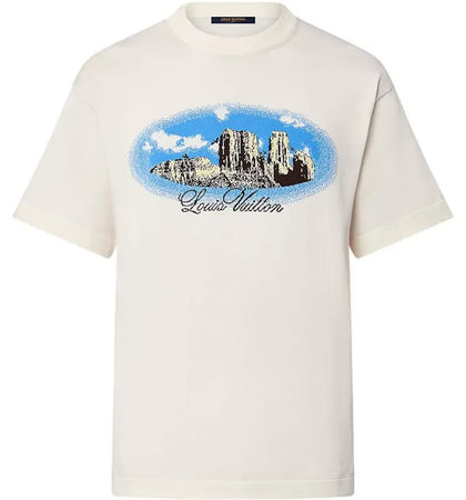 Louis Vuitton Graphic Short-Sleeved Cotton Crewneck Vanilla - authentic Louis Vuitton product