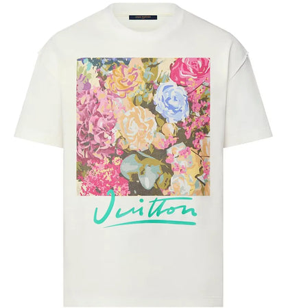Louis Vuitton LV Flower Tapestry Print T-shirt Milky White - authentic Louis Vuitton apparel