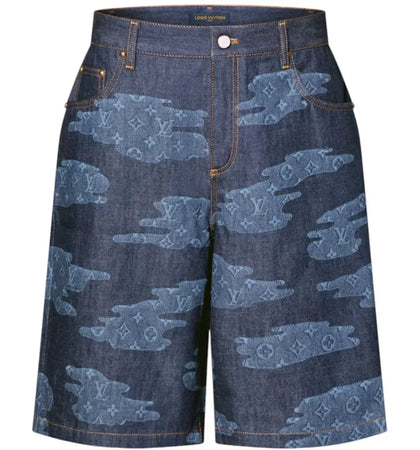 Louis Vuitton x Nigo Monogram Chambray Shorts Indigo - authentic Louis Vuitton apparel
