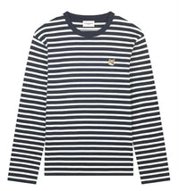 Maison Kitsune Fox Head Patch Regular Marin Tee-Shirt Navy Stripes