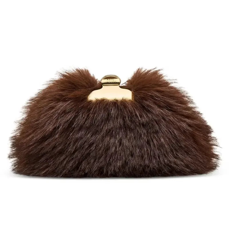 Marc Jacobs The Small Claw Clip Clutch Bag Dark Brown - vue 360