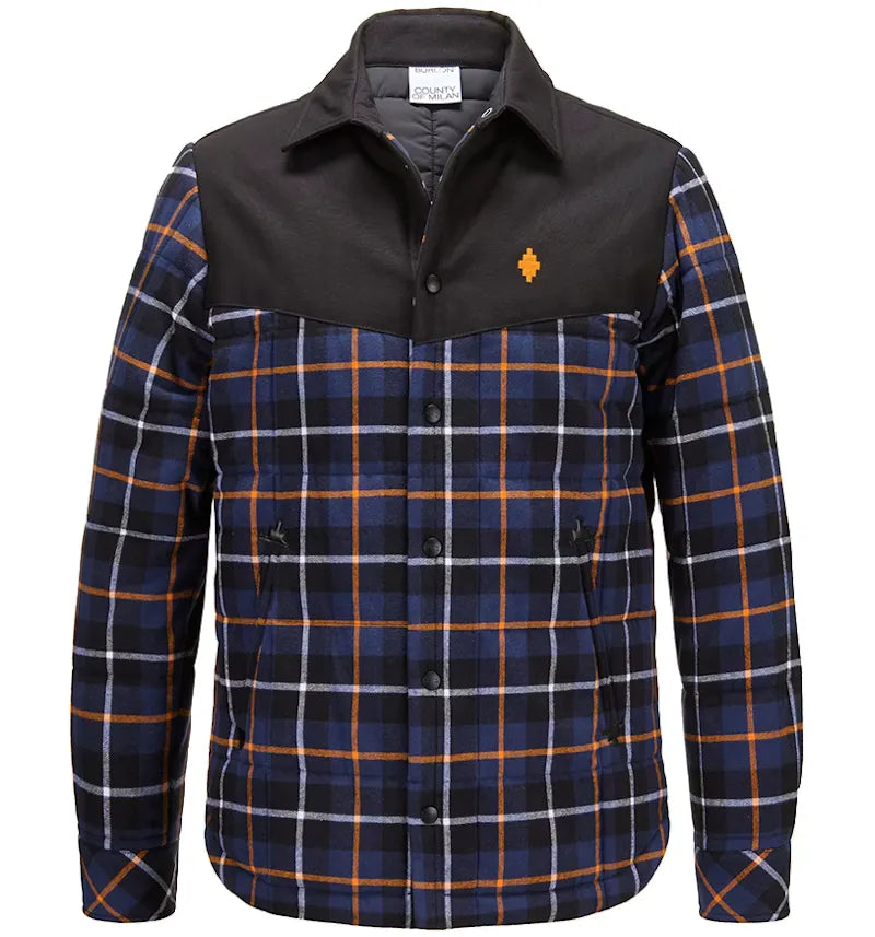 Marcelo Burlon Cross Check Padded Overshirt Blue - vue 360