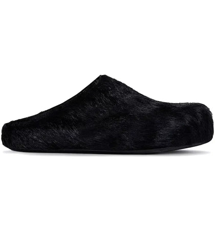 Marni Long Hair Calfskin Fussbett Sabot Mule Black - authentic Marni sneakers