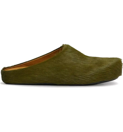 Marni Long Hair Calfskin Fussbett Sabot Mule Deep Sage - authentic Marni sneakers