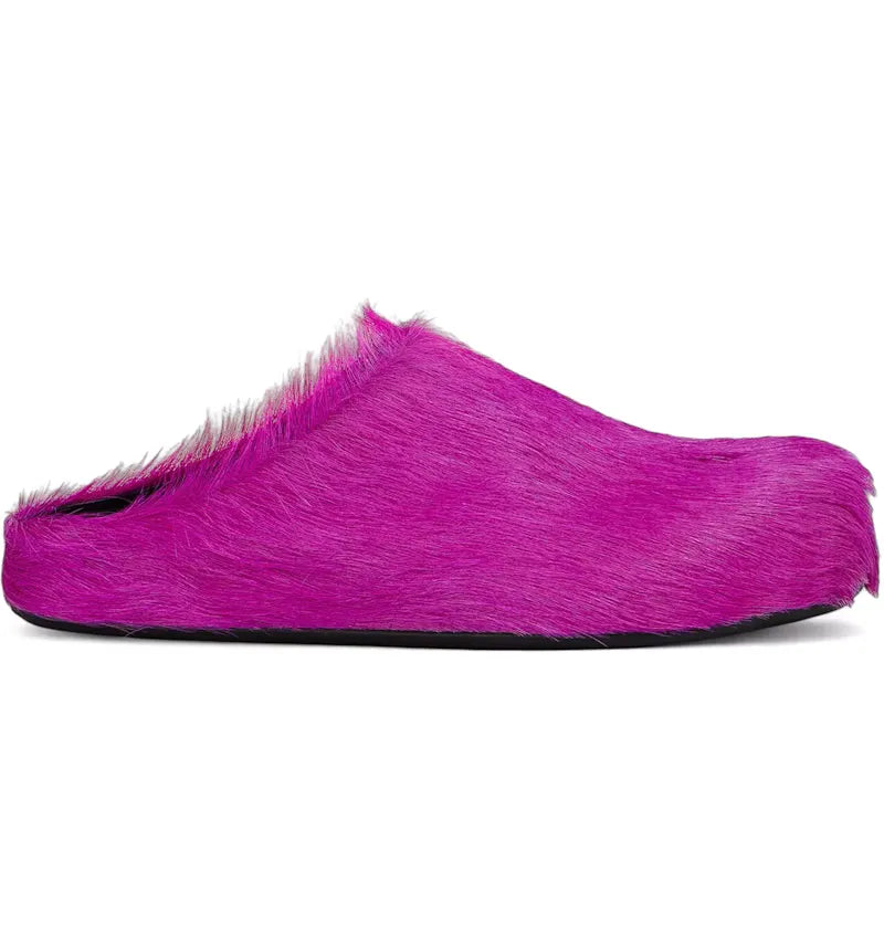 Marni Long Hair Calfskin Fussbett Sabot Mule Fuchsia - vue 360