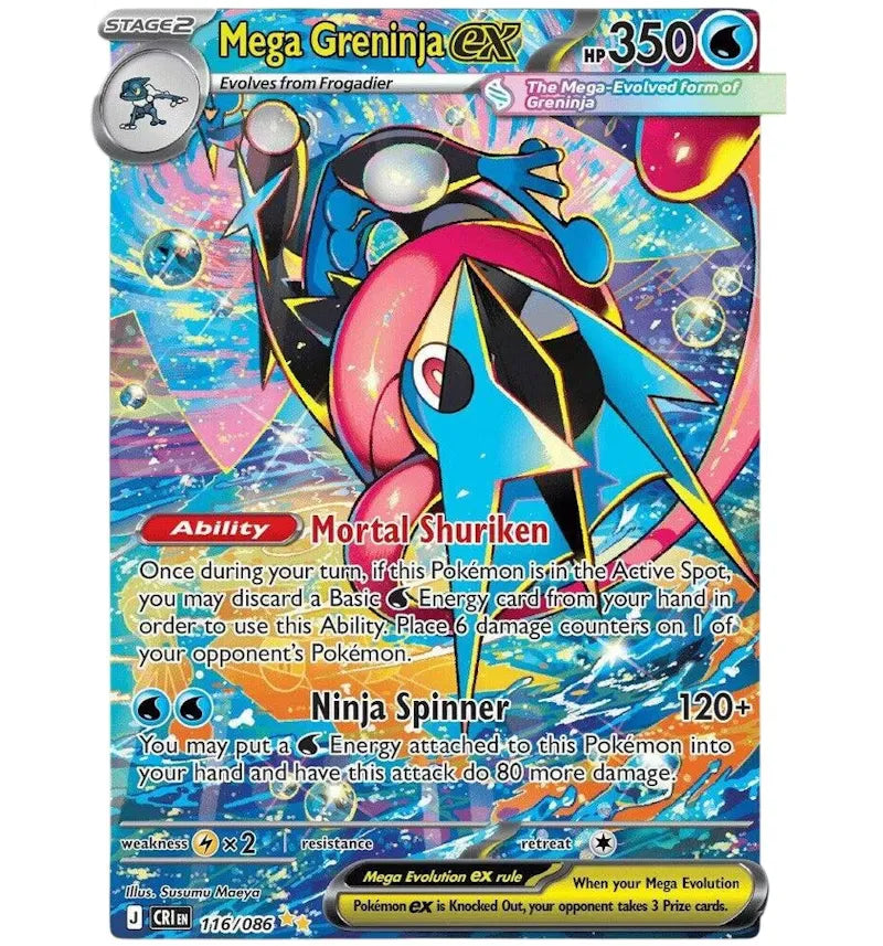 Mega Greninja 2026 Pokémon Mega Evolution Chaos Rising Mega Greninja ex (English) 116/086 Ungraded - vue 360