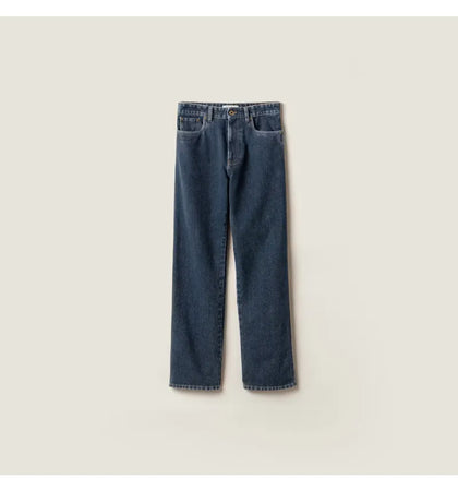 Miu Miu Denim Flock Pantalone Pants Blue - authentic Miu Miu apparel