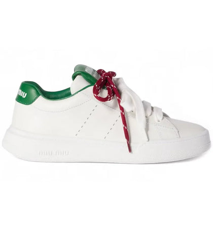 Miu Miu Leather Sneakers White Green Double Lace (Women's) - authentic Miu Miu sneakers
